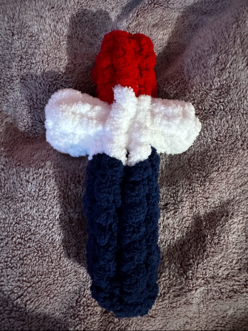 Handmade Plush Red White Navy cross